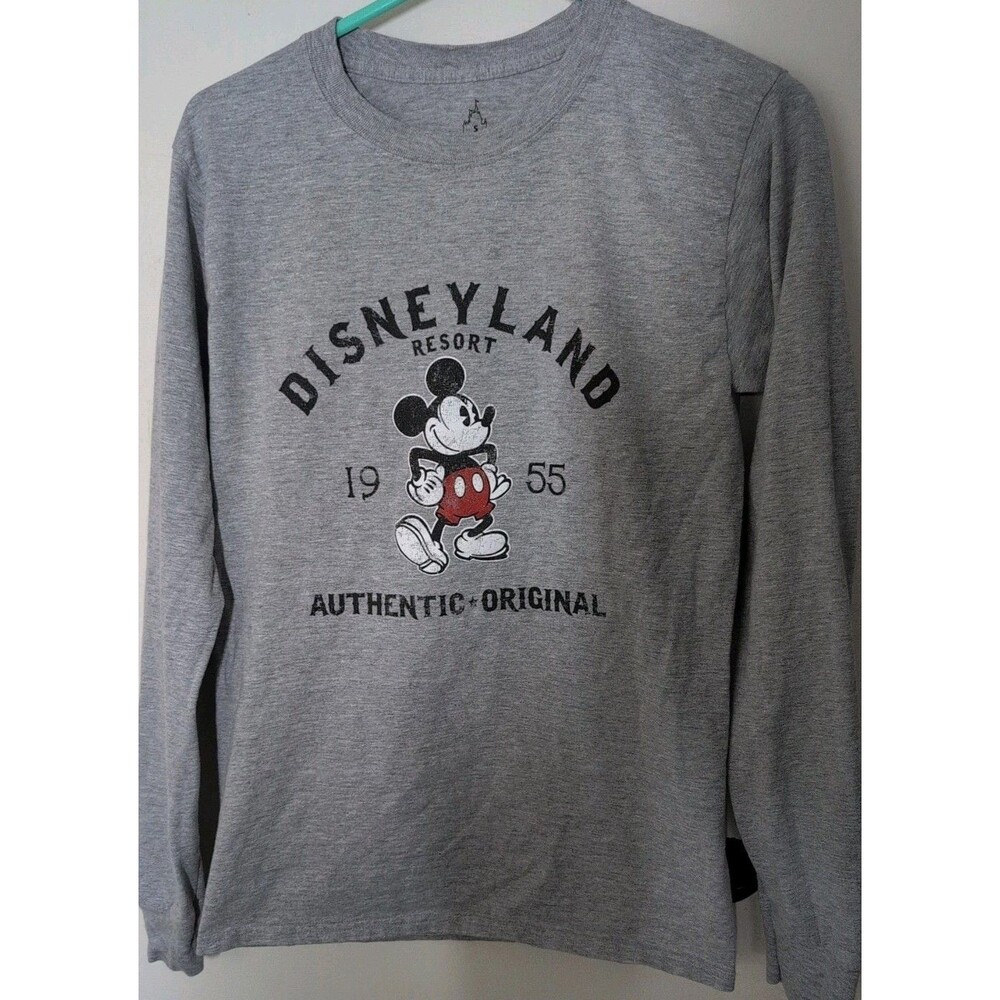 Disneyland Resort 1955 Size S Mickey Mouse Long Sleeve Gray Shirt Authentic